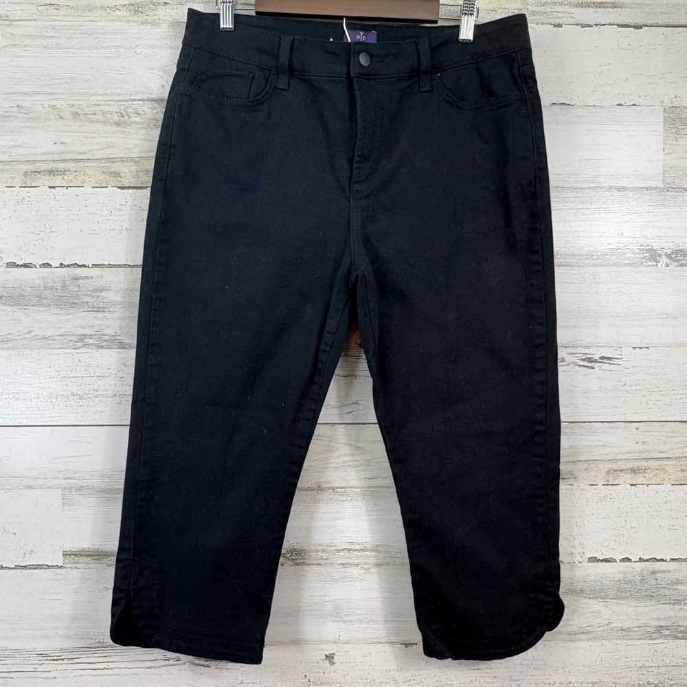 NYDJ Womens Black Lift Tuck Technology Cropped Pants Capri Slit‎ Hem Size 14